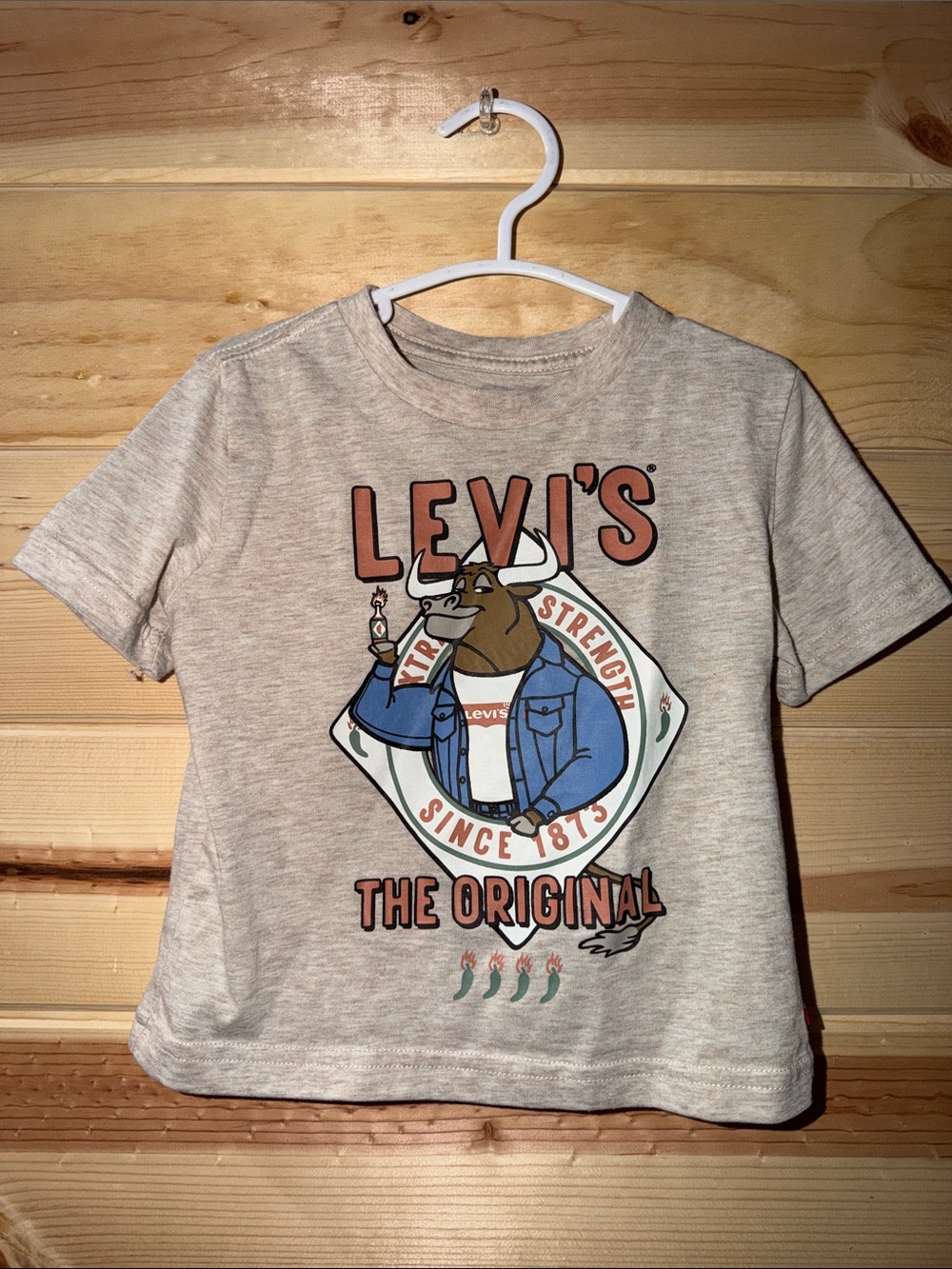 Levi's Beige Graphic Tee with Bull Illustration